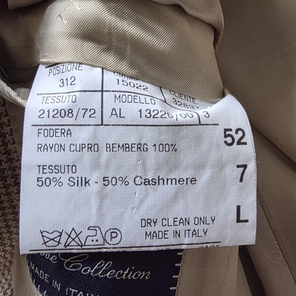 CANALI Italy Men's Blazer Size US 42L EU/IT 52 Houndstooth50% Silk/50%Cashmere